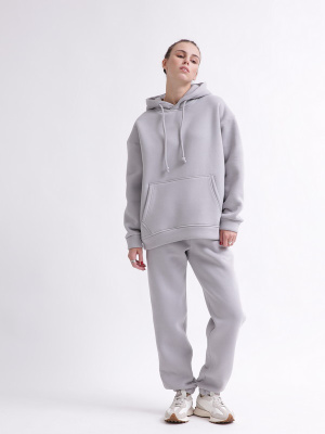 Уютный серый спортивный костюм в стиле оверсайз 55861, Цвет: Серый, Размер: L, изображение 4