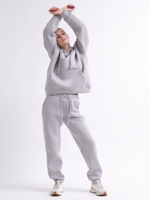 Уютный серый спортивный костюм в стиле оверсайз 55861, Цвет: Серый, Размер: L, изображение 8