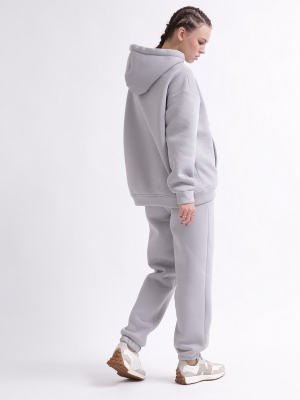 Уютный серый спортивный костюм в стиле оверсайз 55861, Цвет: Серый, Размер: L, изображение 9