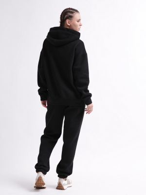Уютный черный спортивный костюм в стиле оверсайз 55862, Цвет: Черный, Размер: L, изображение 7