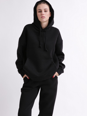 Уютный черный спортивный костюм в стиле оверсайз 55862, Цвет: Черный, Размер: L, изображение 8