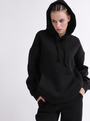 Уютный черный спортивный костюм в стиле оверсайз 55862, Цвет: Черный, Размер: L, изображение 9