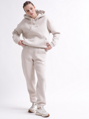 Уютный бежевый спортивный костюм в стиле оверсайз 55863, Цвет: Бежевый, Размер: L, изображение 2