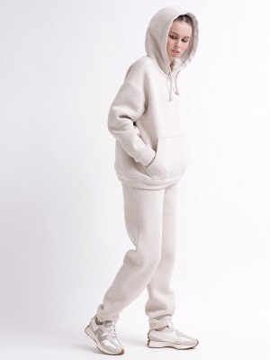 Уютный бежевый спортивный костюм в стиле оверсайз 55863, Цвет: Бежевый, Размер: L, изображение 6