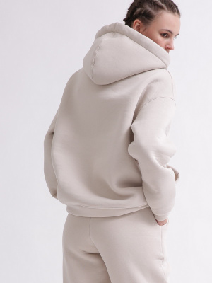 Уютный бежевый спортивный костюм в стиле оверсайз 55863, Цвет: Бежевый, Размер: L, изображение 9