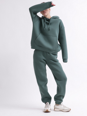 Уютный зеленый спортивный костюм в стиле оверсайз 55864, Цвет: Зеленый, Размер: L, изображение 3