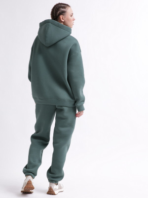 Уютный зеленый спортивный костюм в стиле оверсайз 55864, Цвет: Зеленый, Размер: L, изображение 6
