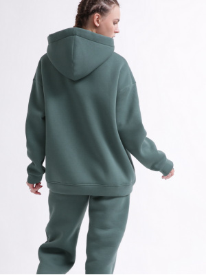 Уютный зеленый спортивный костюм в стиле оверсайз 55864, Цвет: Зеленый, Размер: L, изображение 7