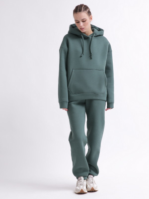 Уютный зеленый спортивный костюм в стиле оверсайз 55864, Цвет: Зеленый, Размер: L, изображение 2