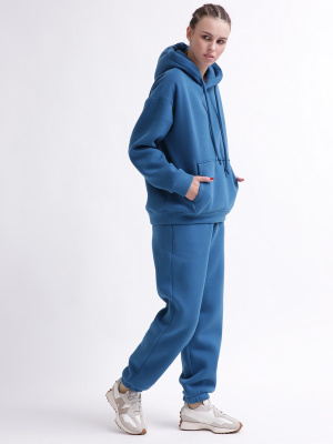 Уютный синий спортивный костюм в стиле оверсайз 55865, Цвет: Синий, Размер: S, изображение 8