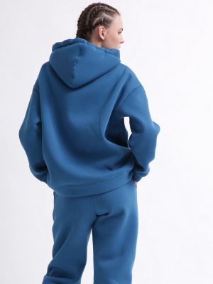 Уютный синий спортивный костюм в стиле оверсайз 55865, Цвет: Синий, Размер: S, изображение 10