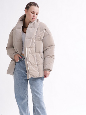 Зимова жіноча куртка з поясом колір беж 37574, Колір: Бежевий, Розмір: M, зображення 2