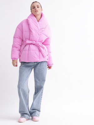 Зимняя женская куртка с поясом, цвет розовый 55578, Цвет: Розовый, Размер: XS, изображение 3