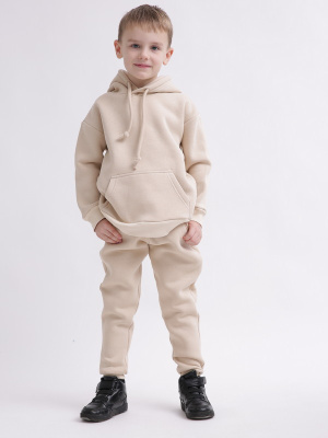 Детский спортивный костюм унисекс на флисе 55428, Цвет: Бежевый, Размер: 98, изображение 2