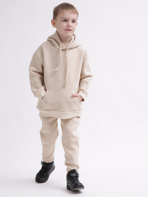 Детский спортивный костюм унисекс на флисе 55428, Цвет: Бежевый, Размер: 98, изображение 3