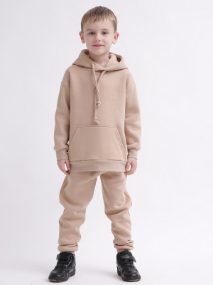 Детский спортивный костюм унисекс на флисе 55429, Цвет: Т. бежевый, Размер: 104, изображение 3