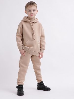 Детский спортивный костюм унисекс на флисе 55429, Цвет: Т. бежевый, Размер: 104, изображение 4