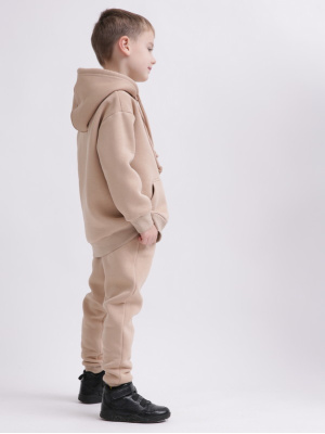 Детский спортивный костюм унисекс на флисе 55429, Цвет: Т. бежевый, Размер: 104, изображение 5