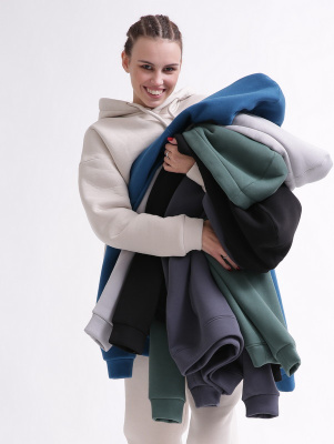 Уютный бежевый спортивный костюм в стиле оверсайз 55863, Цвет: Бежевый, Размер: L, изображение 5