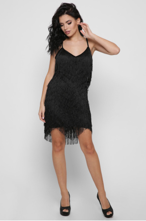 Сукня з бахроомою колір чорний 40019, Колір: Чорний, Розмір: XS, зображення 2