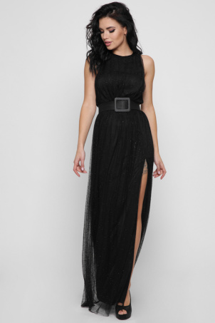 Вечірня чорна сукня зі стразами 36502, Колір: Чорний, Розмір: S, зображення 2