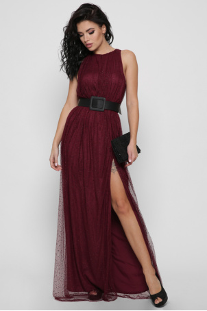 Вечірня сукня зі стразами колір марсала 36501, Колір: Бургунді, Розмір: XS, зображення 4