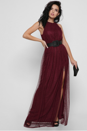 Вечірня сукня зі стразами колір марсала 36501, Колір: Бургунді, Розмір: XS, зображення 5