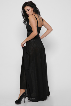 Изысканное черное платье макси 36389, Цвет: Черный, Размер: XS, изображение 4