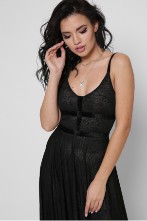 Изысканное черное платье макси 36389, Цвет: Черный, Размер: XS, изображение 5