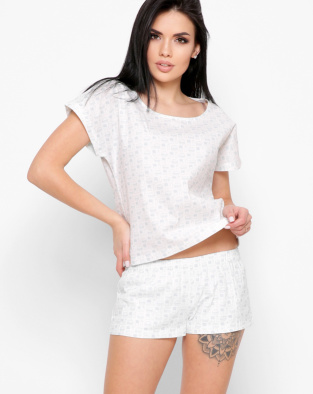 Женский костюм с мятным рисунком 48807, Цвет: Белый, Размер: XS