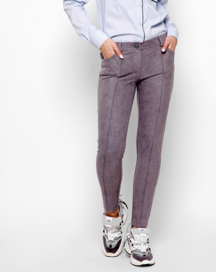 Стильні звужені сірі брюки дудочки 27948, Колір: Сірий, Розмір: XS, зображення 4