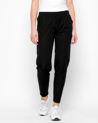 Однотонные черные брюки на резинке 35485, Цвет: Черный, Размер: M, изображение 2