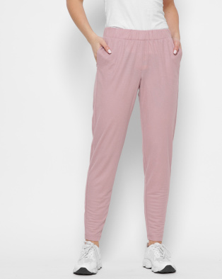 Однотонные розовые брюки на резинке 35506, Цвет: Светло-розовый, Размер: XS