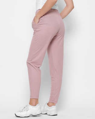 Однотонные розовые брюки на резинке 35506, Цвет: Светло-розовый, Размер: M, изображение 3