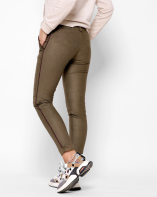 Повседневные узкие хаки брюки 27891, Цвет: Хаки, Размер: XS, изображение 2