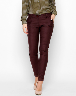 Повседневные брюки скинни 27892, Цвет: Бордовый, Размер: L, изображение 3