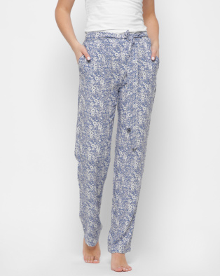 Голубые легкие летние брюки 27135, Цвет: Голубой, Размер: XS, изображение 3