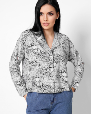 Стильная блуза оверсайз блуза 35098, Цвет: Белый, Размер: XS, изображение 2