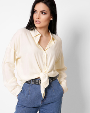 Женская желтая рубашка оверсайз 34088, Цвет: Жёлтый, Размер: XS