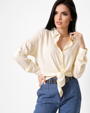 Женская желтая рубашка оверсайз 34088, Цвет: Жёлтый, Размер: XS, изображение 4