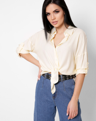 Женская желтая рубашка оверсайз 34088, Цвет: Жёлтый, Размер: XS, изображение 6