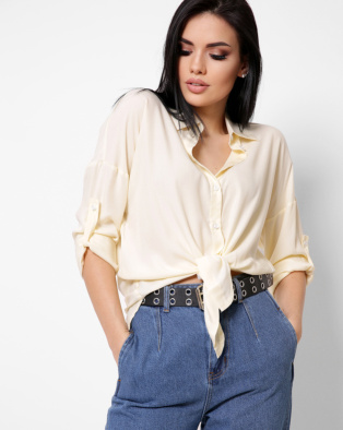 Женская желтая рубашка оверсайз 34088, Цвет: Жёлтый, Размер: XS, изображение 2