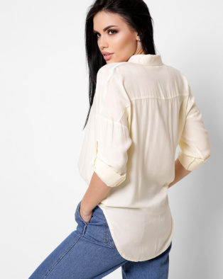 Женская желтая рубашка оверсайз 34088, Цвет: Жёлтый, Размер: XS, изображение 3