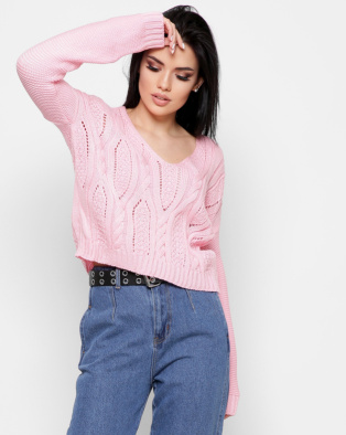 Стильний рожевий светр із візерунком 32423, Колір: Рожевий, Розмір: ONE SIZE, зображення 2