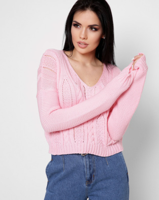 Стильний рожевий светр із візерунком 32423, Колір: Рожевий, Розмір: ONE SIZE, зображення 3