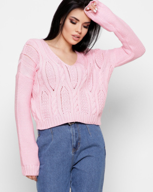 Стильний рожевий светр із візерунком 32423, Колір: Рожевий, Розмір: ONE SIZE, зображення 4