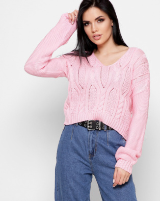 Стильний рожевий светр із візерунком 32423, Колір: Рожевий, Розмір: ONE SIZE, зображення 5