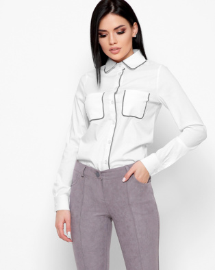 Белая рубашка прямого силуэта 34097, Цвет: Белый, Размер: S