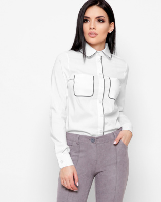 Белая рубашка прямого силуэта 34097, Цвет: Белый, Размер: S, изображение 2