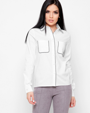 Белая рубашка прямого силуэта 34097, Цвет: Белый, Размер: S, изображение 3